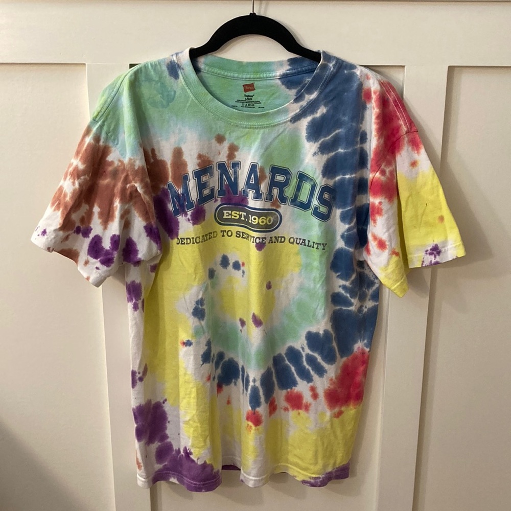 vintage tie-dye menards t-shirt